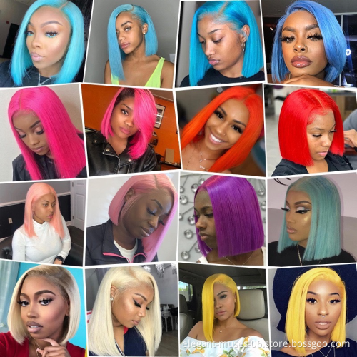 Ombre Color Short Bob Wigs Human Lace Frontal Closure Bob Wigs 150%250% 180% Full Brazilian Cuticle Aligned Human Hair Wig